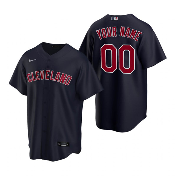 Youth Cleveland Indians Custom Nike Cleveland Navy Alternate Jersey