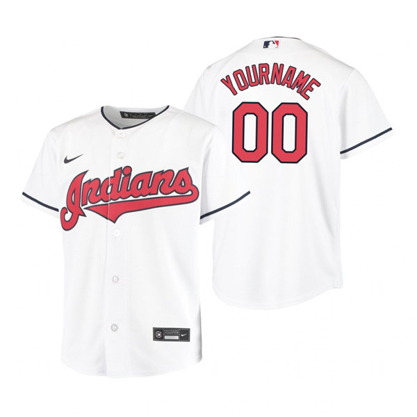 Youth Cleveland Indians Custom Nike White Home Jersey