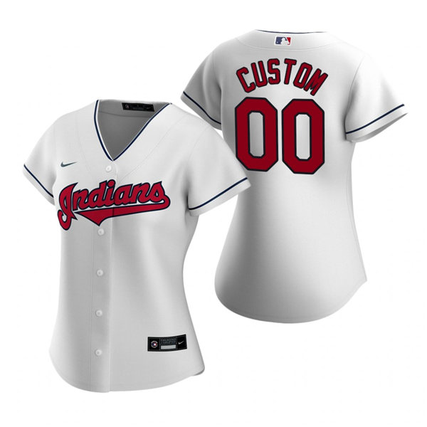 Womens Cleveland Indians Custom Nike White Home Jersey