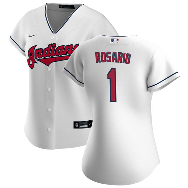 Womens Cleveland Indians #1 Amed Rosario Nike Home White Cool Base Jersey