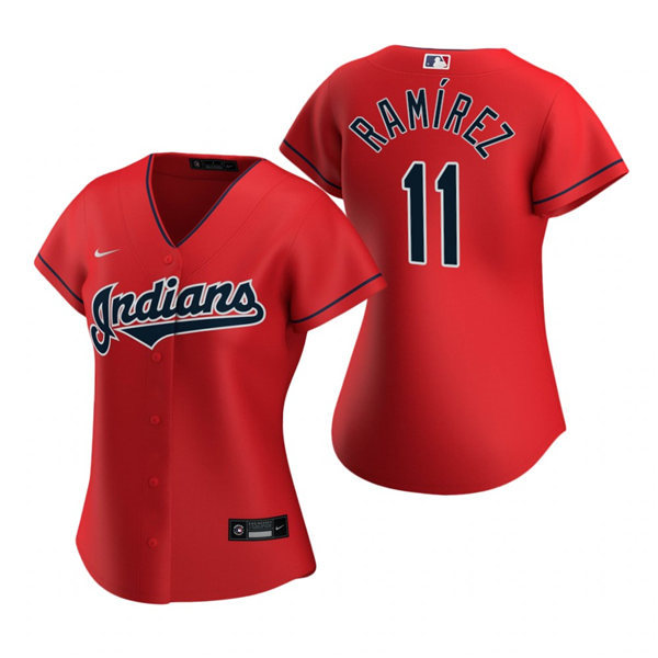 Womens Cleveland Indians #11 Jose Ramirez Nike Red Alternate Cool Base Jersey