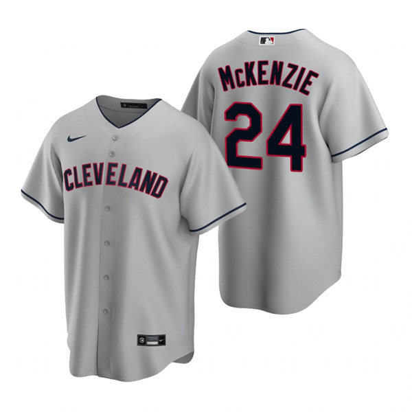 Youth Cleveland Indians #24 Triston McKenzie Nike Grey Road Cool Base Jersey
