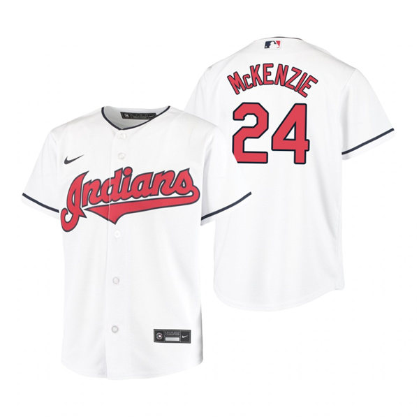 Youth Cleveland Indians #24 Triston McKenzie Nike Home White Cool Base Jersey