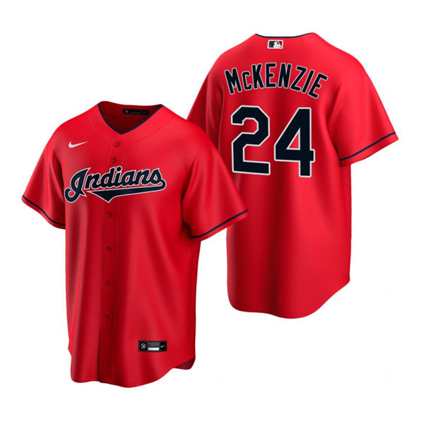 Youth Cleveland Indians #24 Triston McKenzie Nike Red Alternate Cool Base Jersey