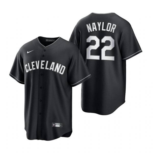 Mens Cleveland Indians #22 Josh Naylor Nike 2021 Black Fashion Jersey