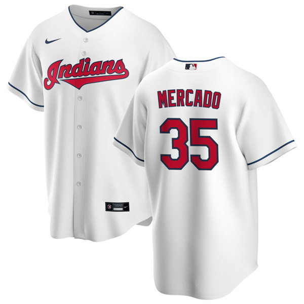 Mens Cleveland Indians #35 Oscar Mercado Nike Home White Cool Base Jersey