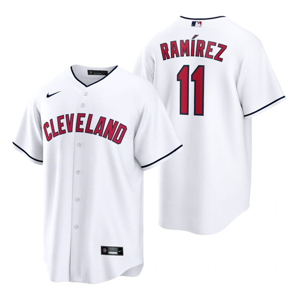 Mens Cleveland Indians #11 Jose Ramirez Nike 2021 Cleveland White Alternate CoolBase Jersey 