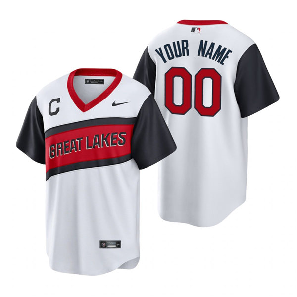 Mens Cleveland Indians Custom Satchel Paige Manny Ramirez Carlos Baerga Jim Thome Nike White 2021 Little League Classic Jersey