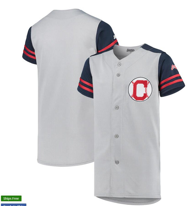 Mens Cleveland Indians Custom Kenny Lofton Joe Carter Frank Robinson Bob Feller Nike Gray Navy Team Jersey