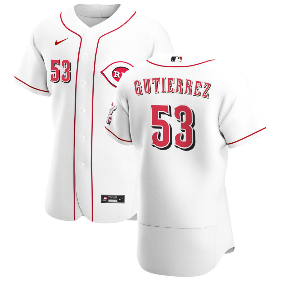 Mens Cincinnati Reds #53 Vladimir Gutierrez Nike White Home FlexBase Stitched Player Jersey