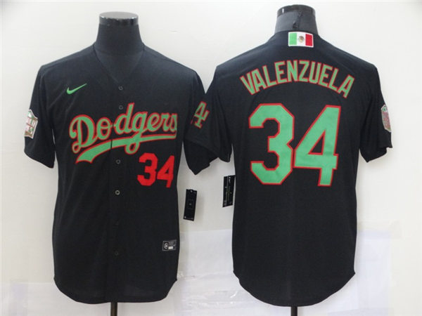 Mens Los Angeles Dodgers #34 Fernando Valenzuela Nike Black Mexican Heritage Culture Night Jersey