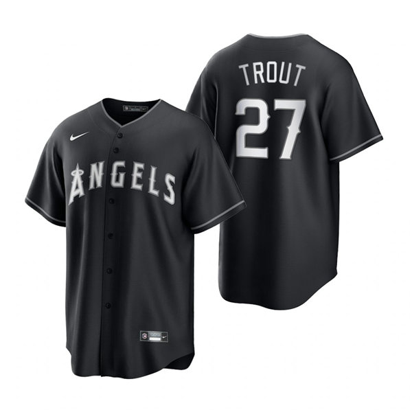 Mens Los Angeles Angels #27 Mike Trout Nike 2021 Black Fashion Jersey