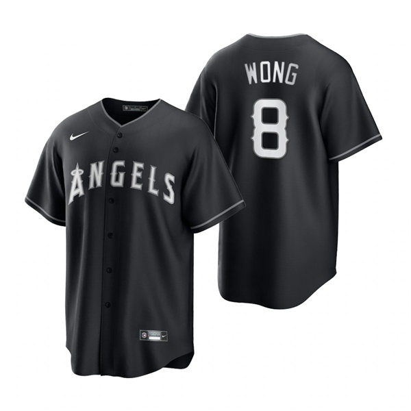 Mens Los Angeles Angels #8 Kean Wong Nike 2021 Black Fashion Jersey