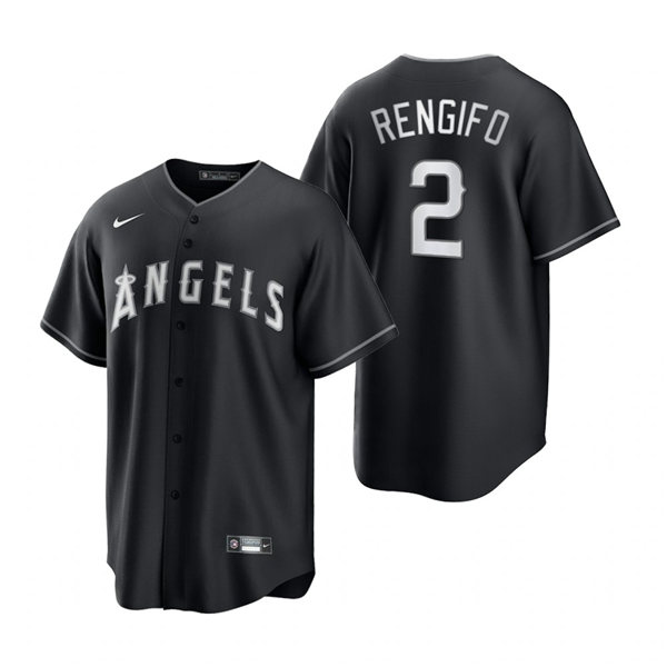 Mens Los Angeles Angels #2 Luis Rengifo Nike 2021 Black Fashion Jersey