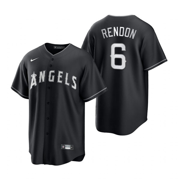 Mens Los Angeles Angels #6 Anthony Rendon Nike 2021 Black Fashion Jersey