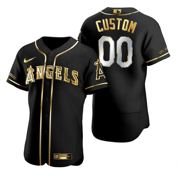 Mens Los Angeles Angels Custom Vladimir Guerrero Bert Campaneris Torii Hunter Mark Langston Nike Black Gold Edition  Jersey