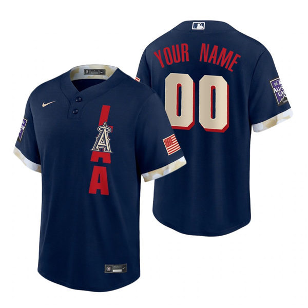 Mens Los Angeles Angels Custom Mike Trout Jose Quintana Anthony Rendon Kean Wong Nike Navy 2021 MLB All-Star Game Jersey
