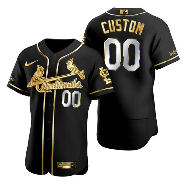 Mens St. Louis Cardinals Custom Ted Simmons Enos Slaughter Bruce Sutter Billy Southworth Nike Black Gold Edition Jersey
