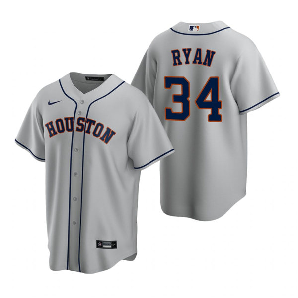 Youth Houston Astros Retired Player #34 Nolan Ryan Nike Grey Road Jersey