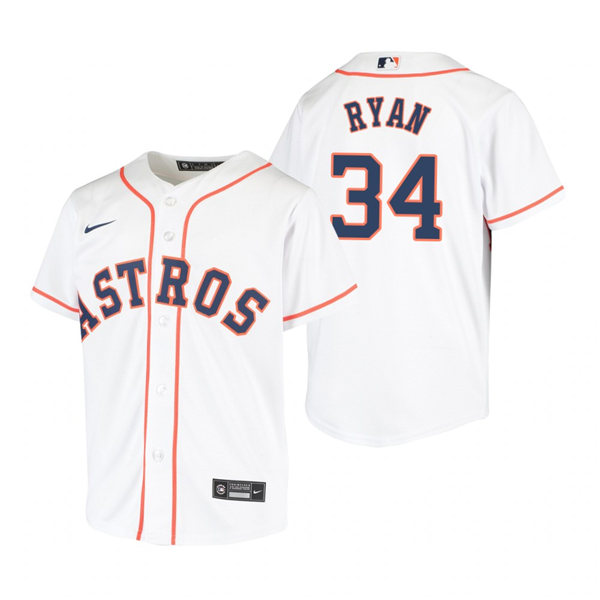 Youth Houston Astros Retired Player #34 Nolan Ryan Nike White Home Jersey