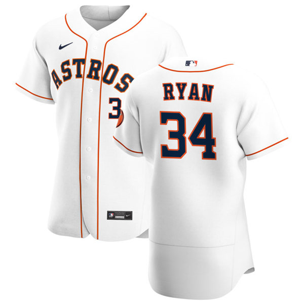 Mens Houston Astros Retired Player #34 Nolan Ryan Nike White Home Flexbase Jersey