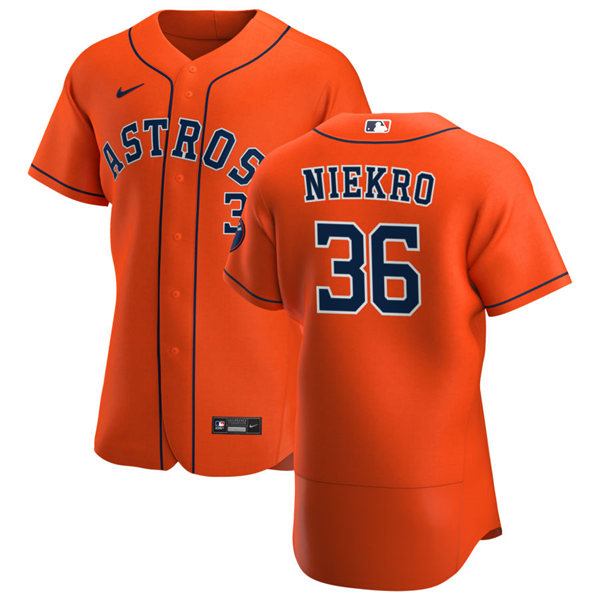 Mens Houston Astros Retired Player #36 Joe Niekro Nike Orange Alternate Flexbase Jersey