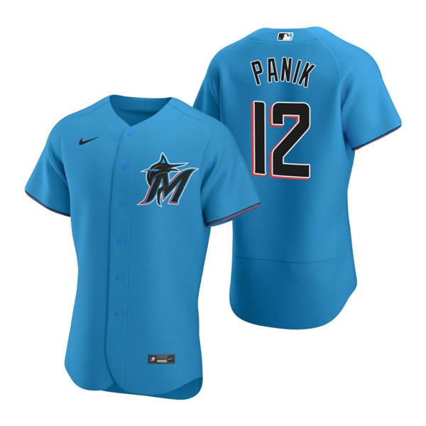 Mens Miami Marlins #12 Joe Panik Nike Blue Alternate Flex Base Jersey