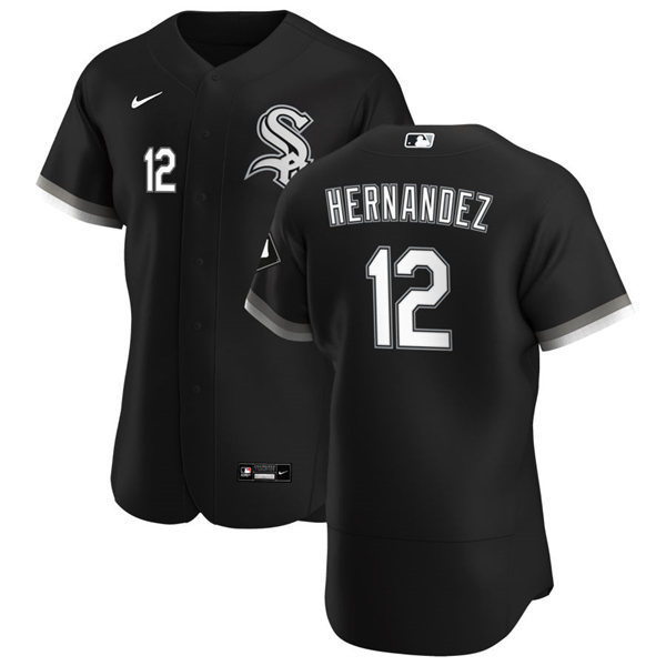 Mens Chicago White Sox #12 Cesar Hernandez Nike Black Alternate FlexBase Jersey