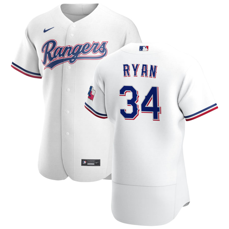 Mens Texas Rangers Retired Player #34 Nolan Ryan Nike White Home FlexBase Jersey