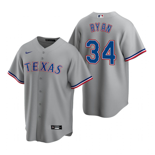 Mens Texas Rangers Retired Player #34 Nolan Ryan Nike Grey Road  CoolBase Player Jersey