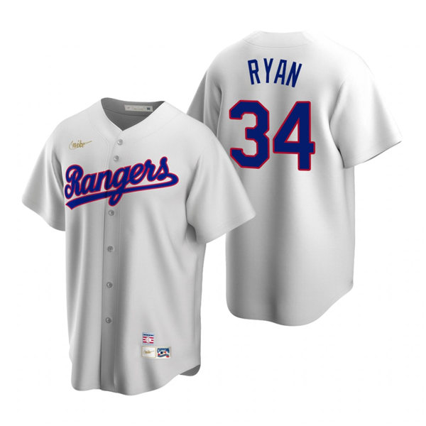 Mens Texas Rangers Retired Player #34 Nolan Ryan Nike White Cooperstown Collection Jersey