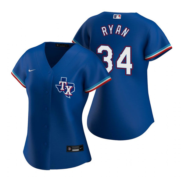 Womens Texas Rangers #34 Nolan Ryan Nike Royal Alternate Jersey