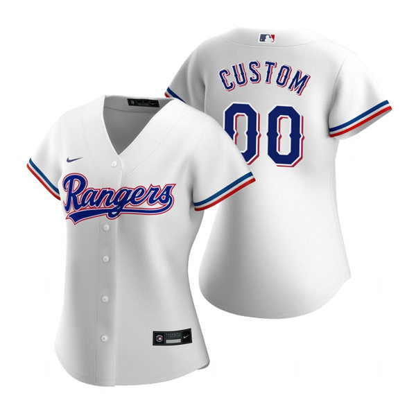 Womens Texas Rangers Custom Nike White Home Jersey