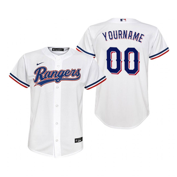 Youth Texas Rangers Custom Adolis Garcia  Jose Trevino Leody Taveras Ryan Dorow Nike White Home Jersey