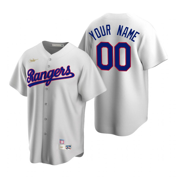 Youth Texas Rangers Custom Nike White Cooperstown Collection Jersey
