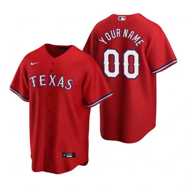 Youth Texas Rangers Custom Nike Red Alternate Jersey