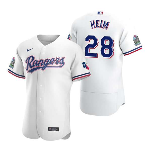 Mens Texas Rangers #28 Jonah Heim Nike White Home FlexBase Player Jersey