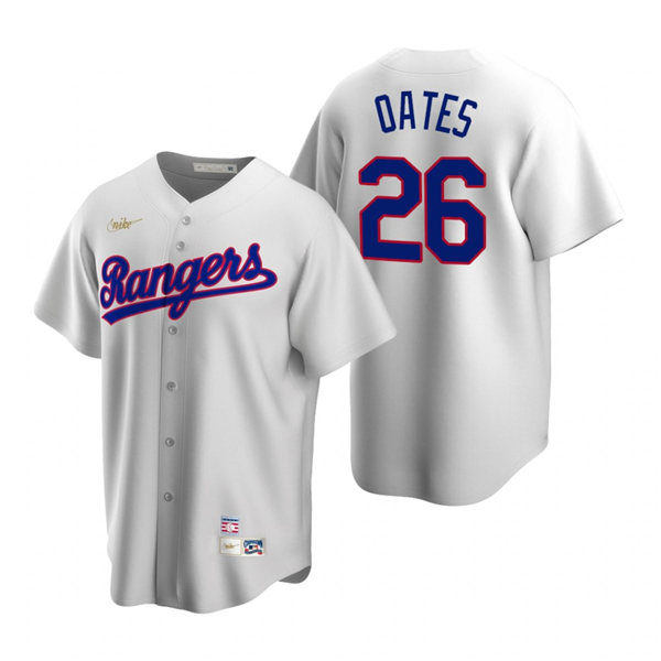 Mens Texas Rangers #26 Johnny Oates Nike White Cooperstown Collection Jersey