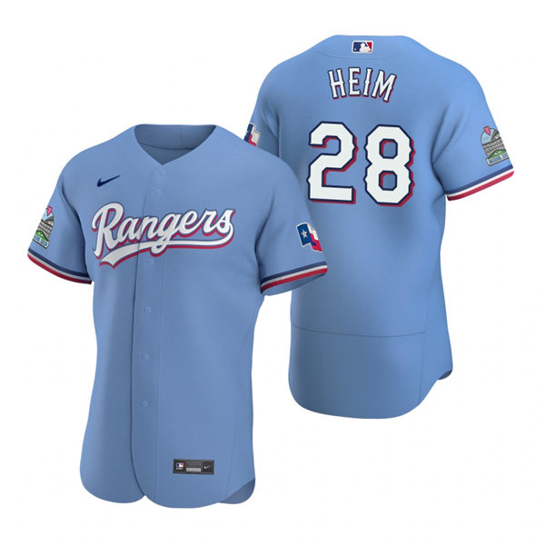 Mens Texas Rangers #28 Jonah Heim Nike Blue Alternate FlexBase Player Jersey