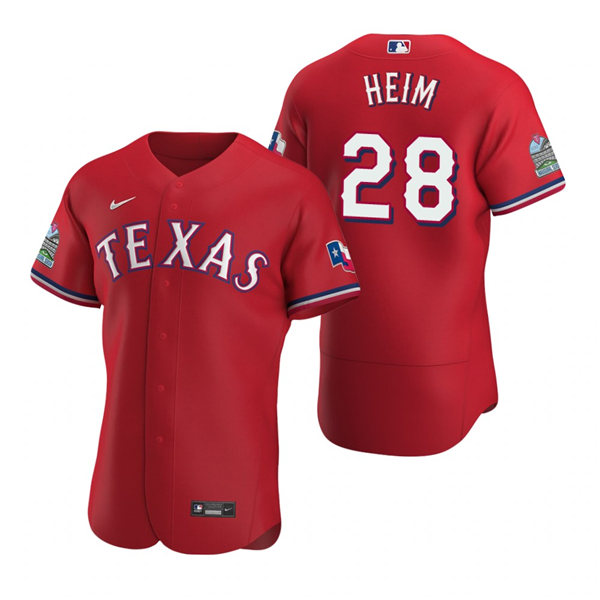 Mens Texas Rangers #28 Jonah Heim Nike Red Alternate FlexBase Player Jersey