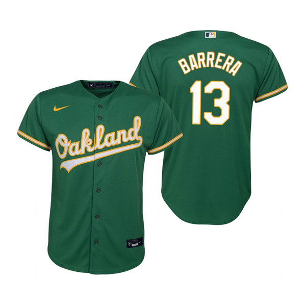 Youth Oakland Athletics #13 Luis Barrera Nike Kelly Green Alternate Jersey