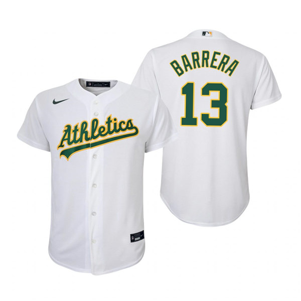 Youth Oakland Athletics #13 Luis Barrera Nike White Home Jersey