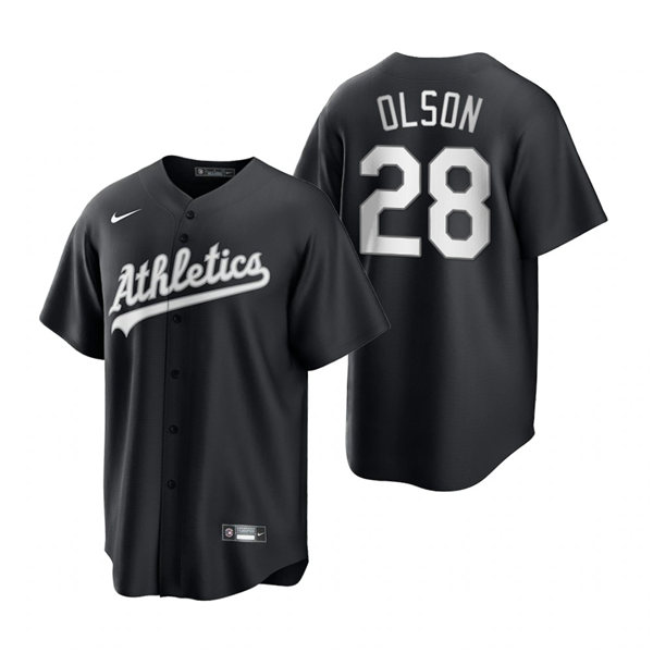 Mens Oakland Athletics #28 Matt Olson Nike 2021 Black Fashion Jersey