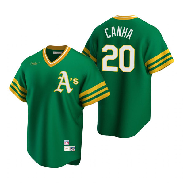 Mens Oakland Athletics #20 Mark Canha Nike Kelly Green Stitched Cooperstown Collection Jersey