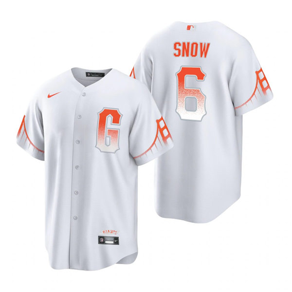 Mens San Francisco Giants #6 JT Snow Nike White 2021 San Francisco City Connect Jersey