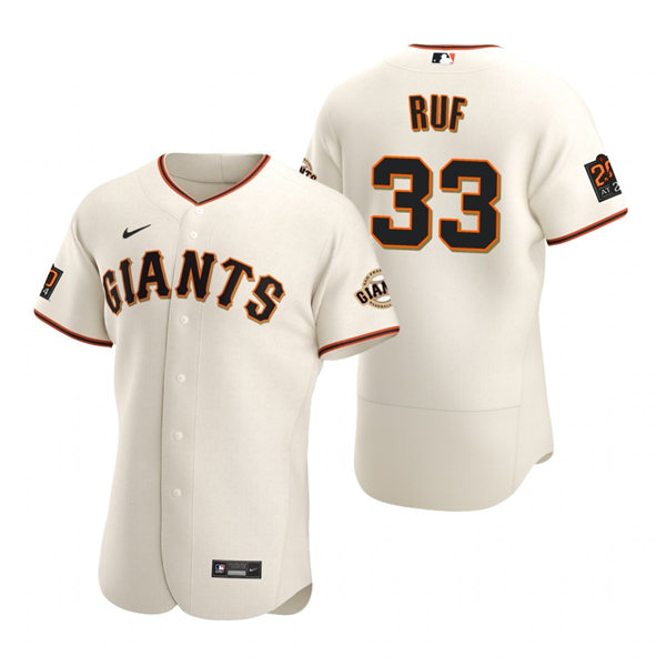 Mens San Francisco Giants #33 Darin Ruf Nike Cream Home Flexbase Jersey