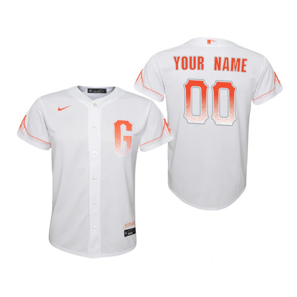 Youth San Francisco Giants Custom Willie Mays Juan Marichal Will Clark Barry Bonds Nike White 2021 City Connect Jersey