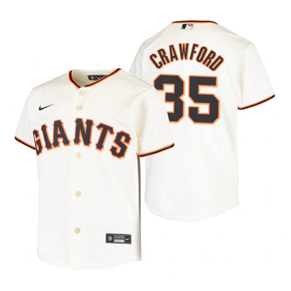 Youth San Francisco Giants #35 Brandon Crawford Nike Cream Home Jersey