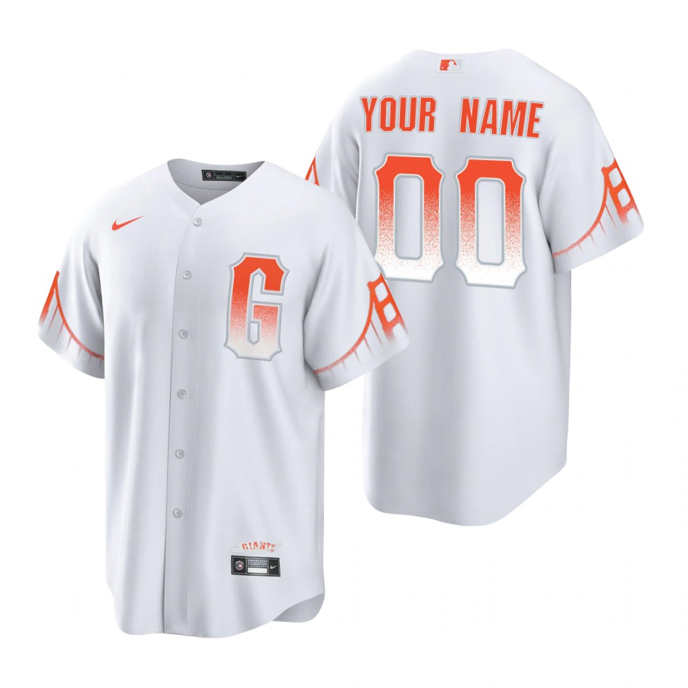 Mens San Francisco Giants Custom Nike White 2021 City Connect Jersey