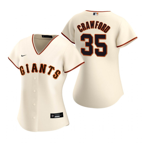 Womens San Francisco Giants #35 Brandon Crawford Nike Cream Home Jersey